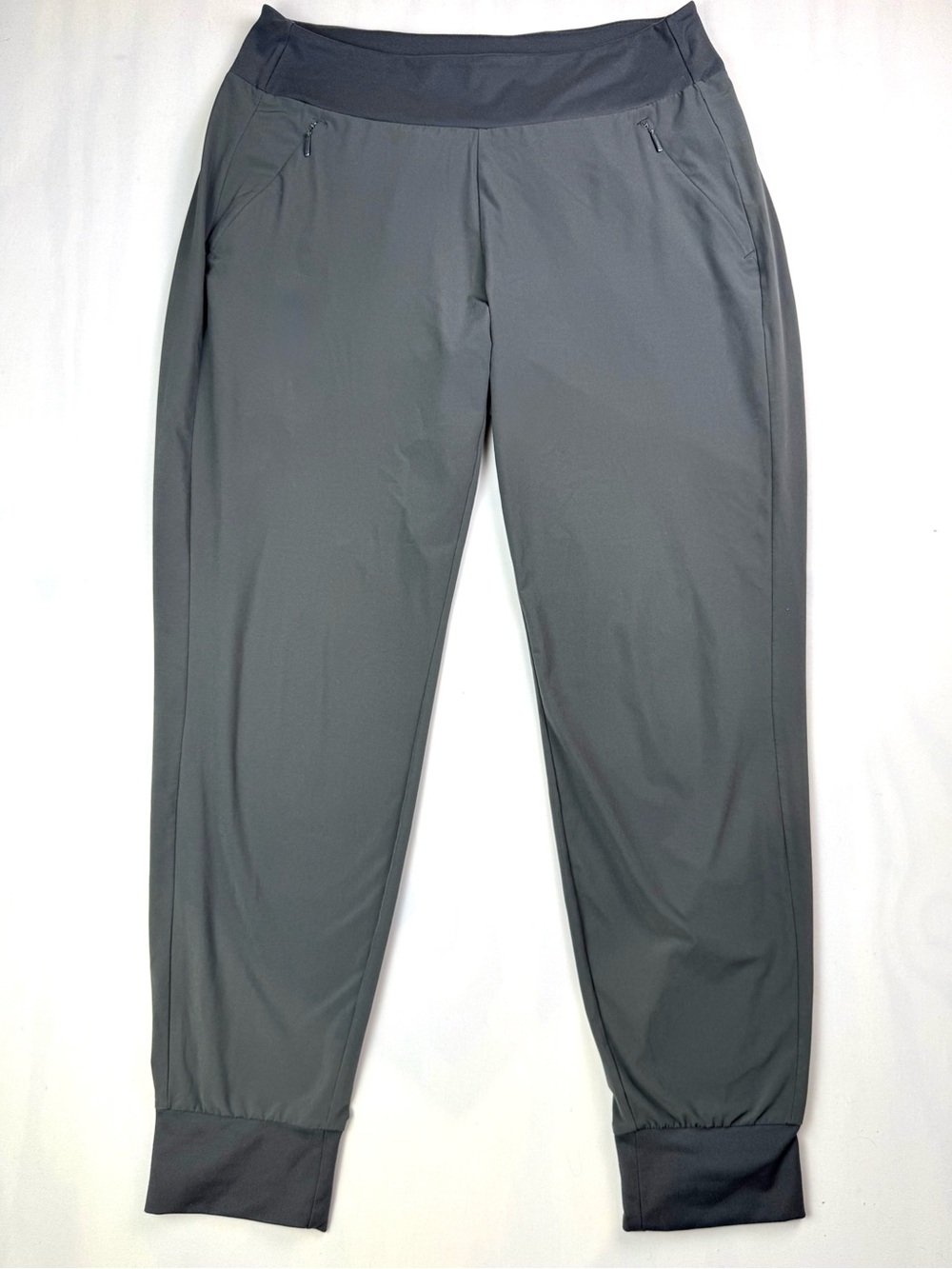 Athleta Brooklyn Jogger Pants Gray Travel Stretch Zip Pocket Women's Size 10